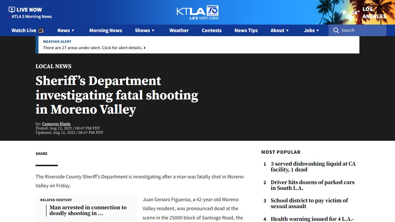 Sheriff’s Department investigating fatal shooting in Moreno Valley